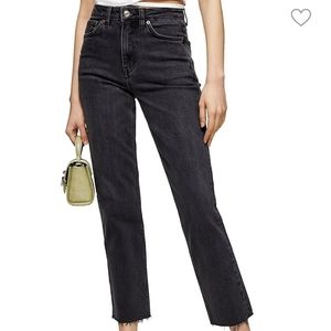 Topshop Raw Hem Straight Jeans 30-inch Leg